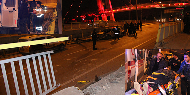 Kontrolden çıkan otomobil alt geçide uçtu: 3 yaralı