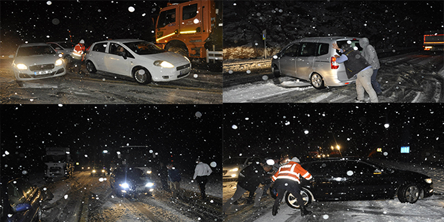Konya-Antalya karayolunda kar yağışı trafiği olumsuz etkiledi