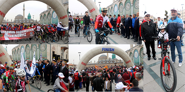 Mehmetçik’e destek için bisikletini alan etkinliğe koştu