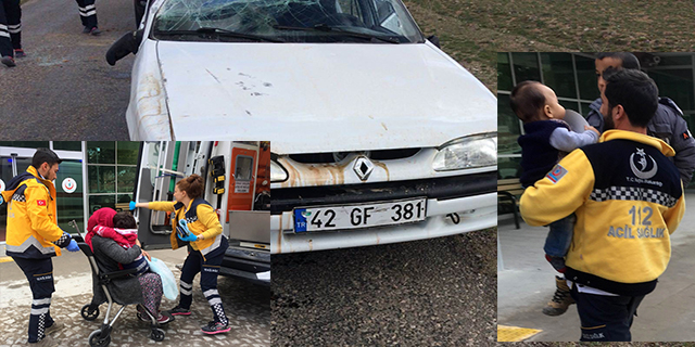 Konya’da otomobil şarampole devrildi: 4 yaralı