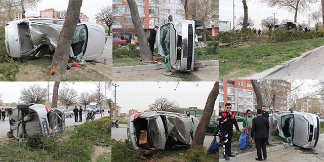 Kontrolden çıkan otomobil ağaca çarptı: 2 yaralı