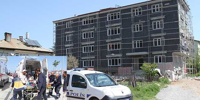 Mantolama yaparken iskeleden düşen işçi yaralandı