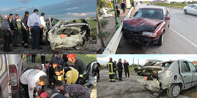 İki otomobil çarpıştı yaralılara ilk müdahaleyi başhekim yaptı