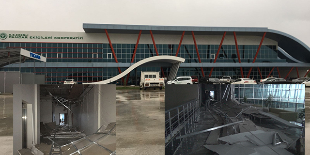 Yağmur bina tavanını çökertti