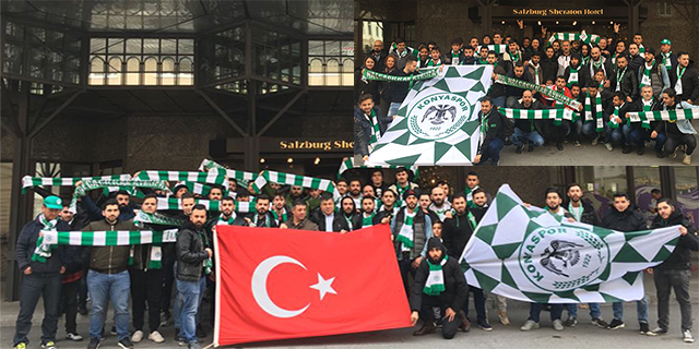 Taraftarlar Konyaspor’u desteklemek için Salzburg’ta
