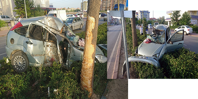 Kontrolden çıkan araç refüje çarptı: 1’i ağır 2 yaralı