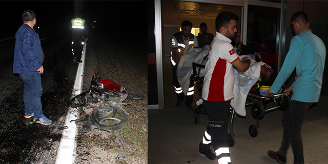 Devrilerek sürüklenen motosikletteki 2 kişi yaralandı