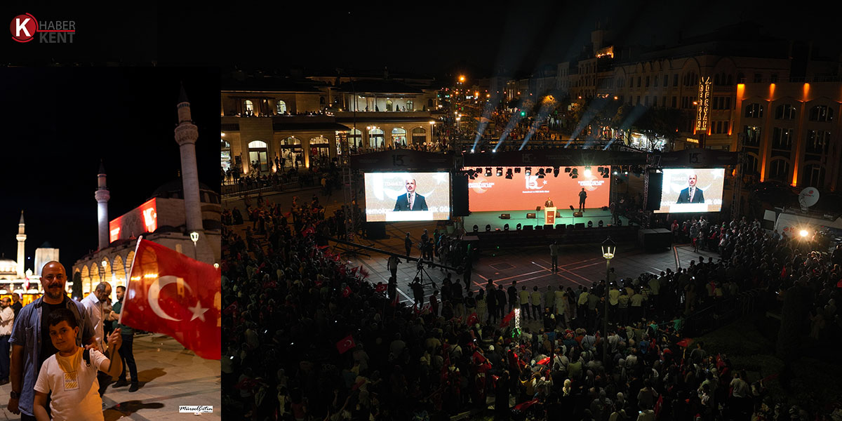 Konyalılar Ellerinde Türk Bayraklarıyla Mevlana Meydanı’nda Buluştu