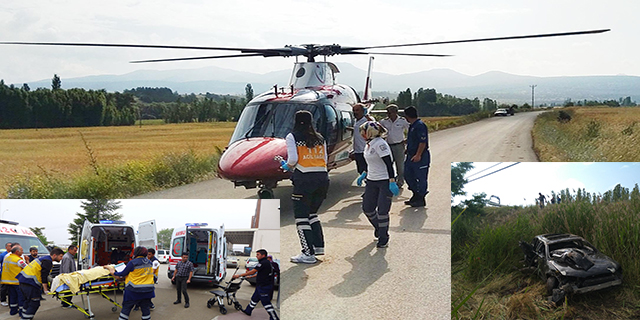 Yaralanan çocuk için helikopter ambulans yola indi