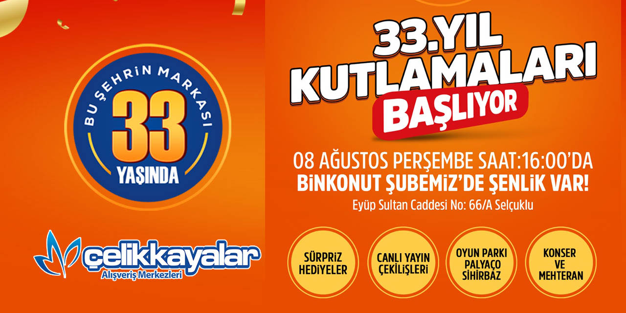 Konya’nın Markası Çelikkayalar Kuruluşunun 33. Yılını Kutluyor