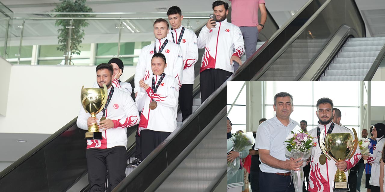 Konya’nın Gururu Milli Sporcular Çiçeklerle Karşılandı