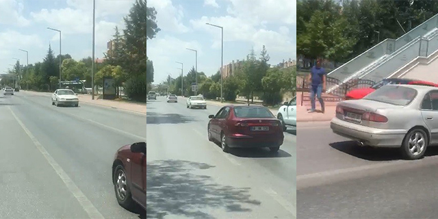 Trafikte geri geri giden otomobili görenler şaşkına döndü