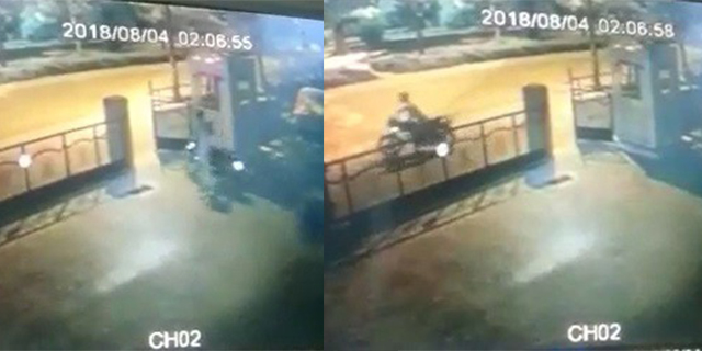 Motosiklet hırsızları güvenlik kamerasında