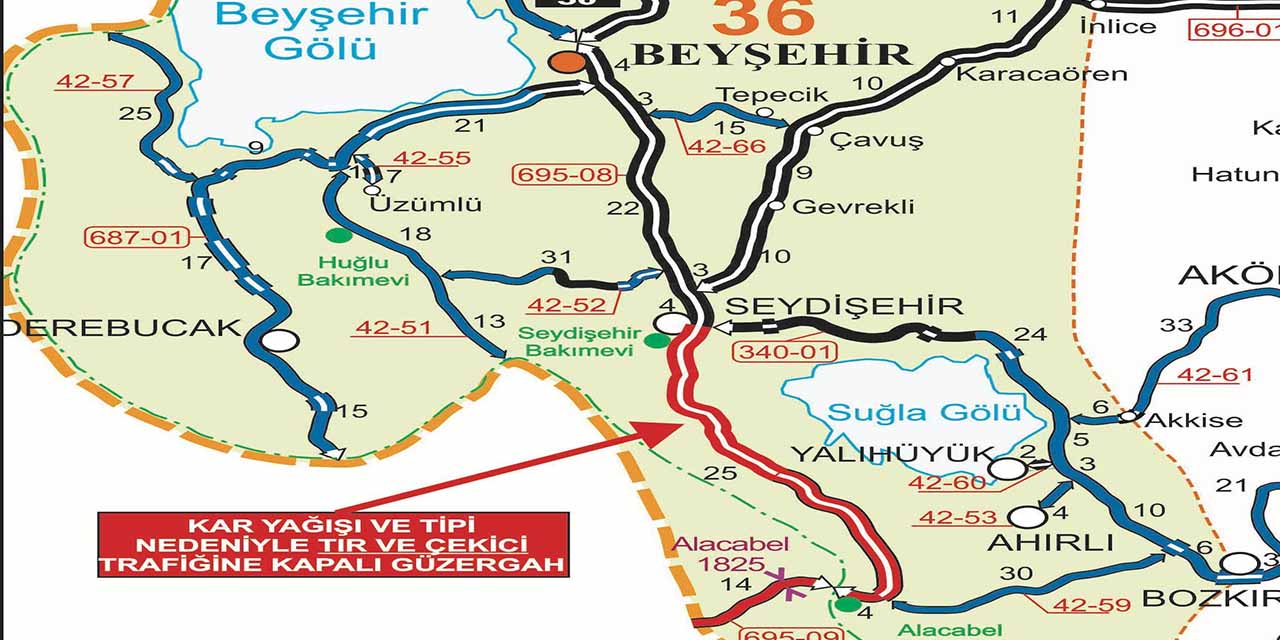 Seydişehir - Antalya Yolu Trafiğe Kapatıldı