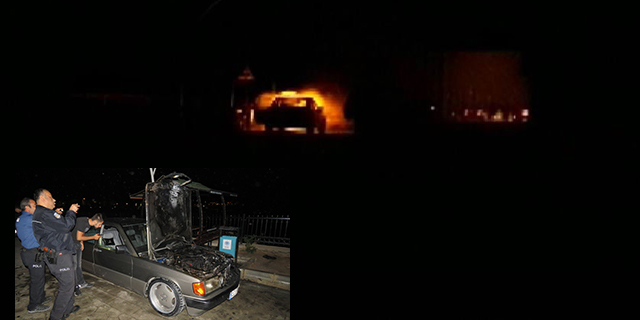 Park halindeki otomobilde yangın