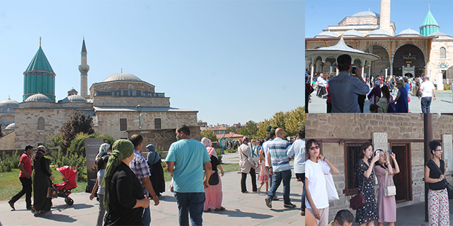 Binlerce yerli yabancı turist Mevlana Hazretlerinin Türbesine akın etti