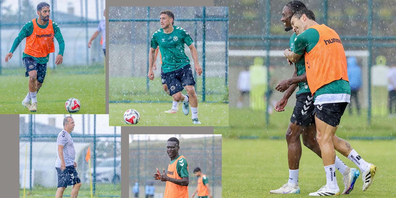 Konyaspor Çalışmalarını Yoğun Yağmur Altında Gerçekleştirdi!