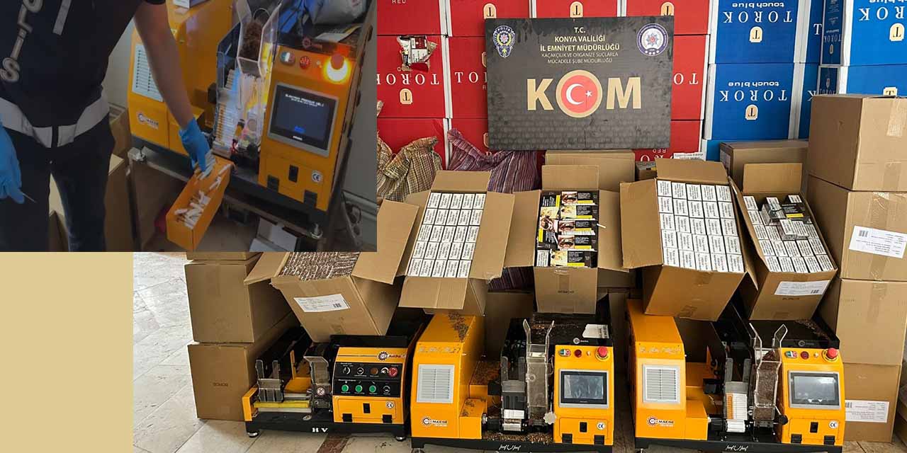 Konya Polisinden Kaçak Sigara Üreten Eve Baskın: 3 Gözaltı