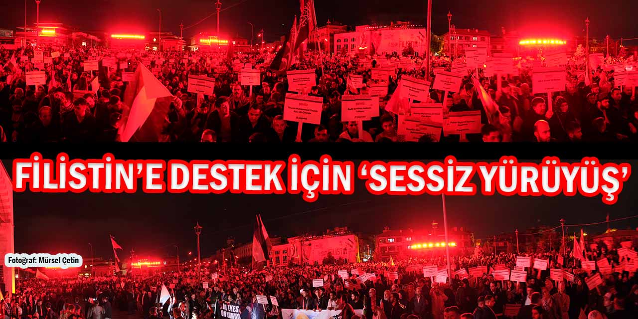 Konya’da On Binler Filistin’e Destek İçin ‘Sessiz Yürüyüş’ Yaptı