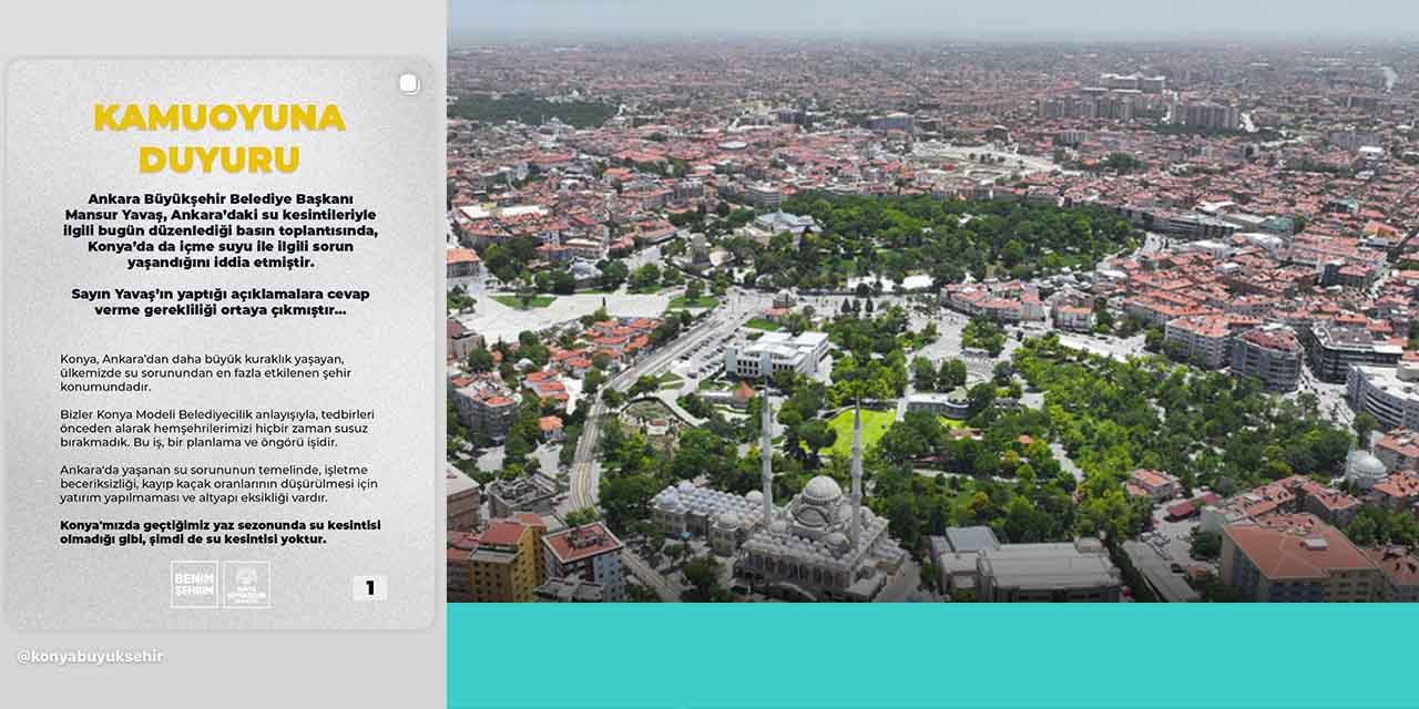 Konya Büyükşehir’den Mansur Yavaş’a Su Yanıtı!