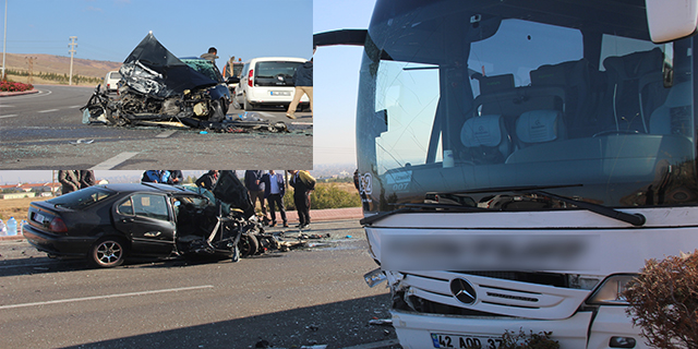Yolcu otobüsü ile otomobil kafa kafaya çarpıştı: 1'i ağır, 2 yaralı