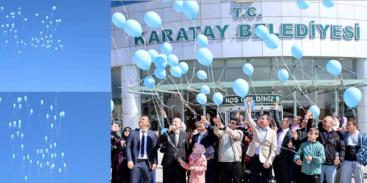 Karatay’da Mavi Balonlar Gökyüzüne Bırakıldı