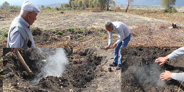 Yanan toprak görenleri şaşırtıyor