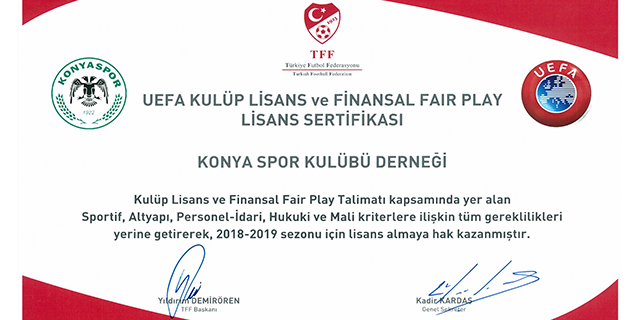 Konyaspor UEFA Kulüp Lisansı Aldı