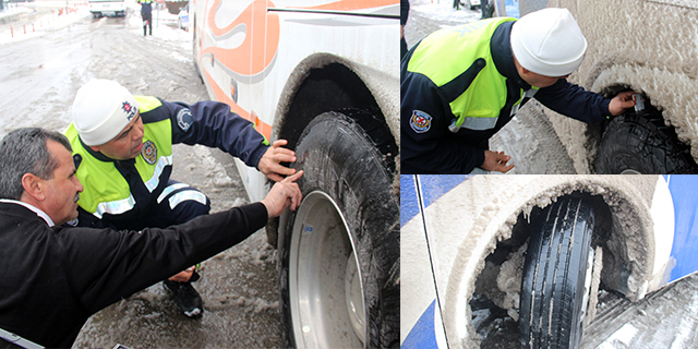 Otobüslere Kış Lastiği Denetimi