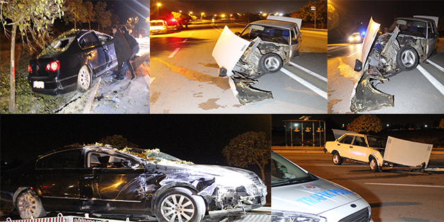 Alkollü ve ehliyetsiz sürücünün neden olduğu kazada iki araç hurdaya döndü