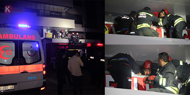 Asma tavanı çöken markette mahsur kalan iki kişi kurtarıldı