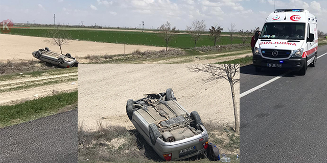 Konya'da otomobil takla attı: 1 yaralı