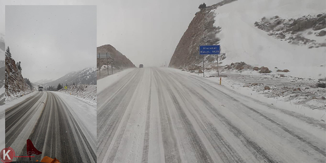 Konya - Antalya karayolunda kar yağışı trafiği aksattı