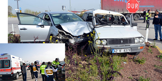 Konya’da 2 otomobil çarpıştı: 6 yaralı
