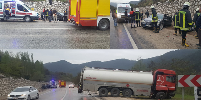 Akaryakıt tankeri ile otomobil çarpıştı: 4 yaralı
