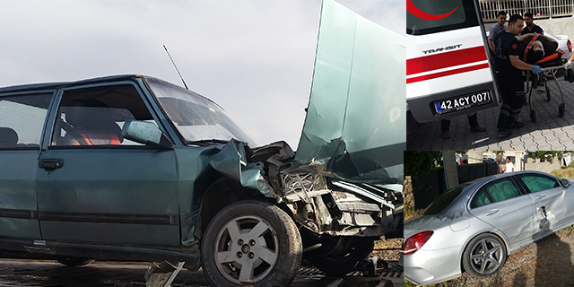 Konya’da iki otomobilin çarpışması sonucu 5 kişi yaralandı