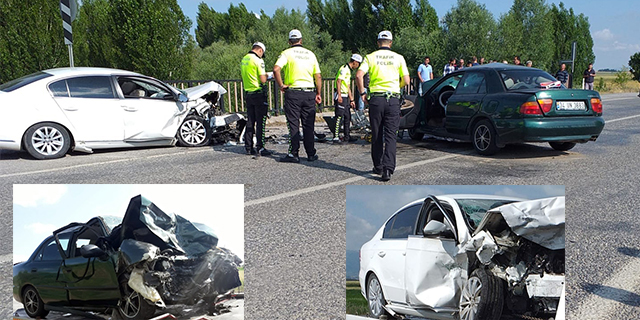 Konya’da iki otomobil çarpıştı: 2 ölü, 3 yaralı