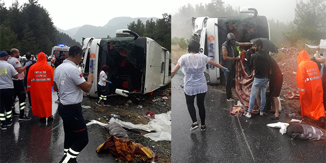 Antalya-Konya karayolunda yolcu otobüsü yan yattı: 4'ü çocuk 20 yaralı