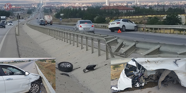 Otomobil bariyerlere çarptı, sürücü yaralandı