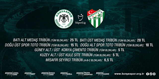 Konyaspor-Bursaspor maç biletleri kimlere yüzde 50 indirimli