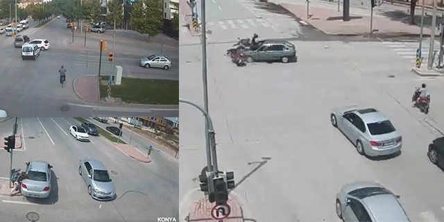 Konya’daki kazalar şehir polis kameralarında