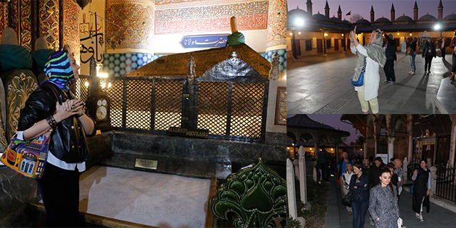 Yabancı gazeteciler Mevlana Hazretleri’nin Türbesini ziyaret etti