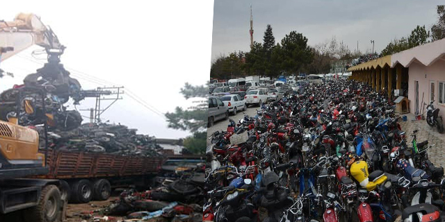 Konya’da yakalanan yüzlerce motosiklet hurda işletmesine gönderildi