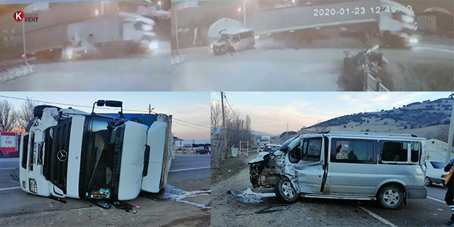 Isparta - Konya karayolunda minibüse çarpan tır devrildi: 1 yaralı