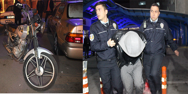 Çaldığı motosiklete kapkaç yaparken yakalandı