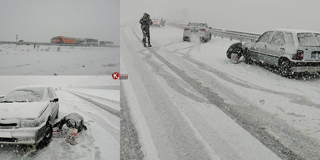Konya-Antalya karayolunda yoğun kar yağışı