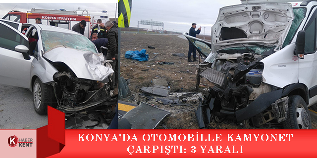 Konya’da otomobille kamyonet çarpıştı: 3 yaralı