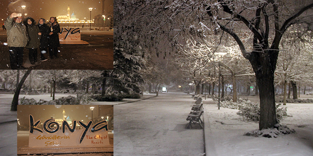 Konya’da kar yağışı kenti beyaza bürüdü