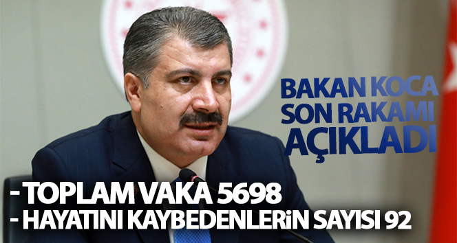Bakan Fahrettin Koca: “Toplam vaka sayımız 5 bin 698, can kaybımız 92”