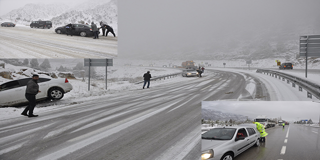 Seydişehir- Antalya karayolunda trafiğe kar engeli